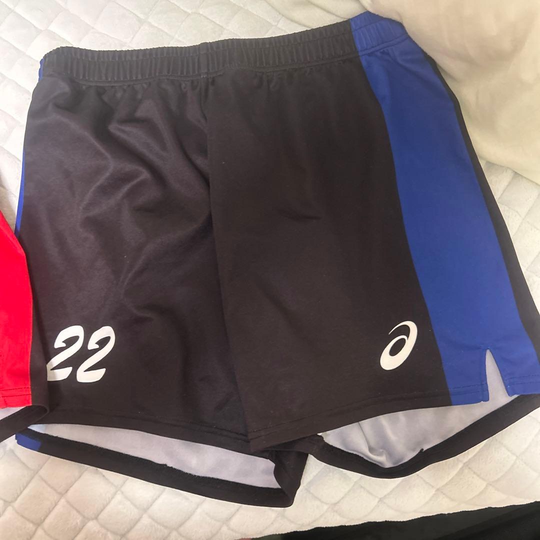asics バレーボールパンツ 22サイズ 黒/赤