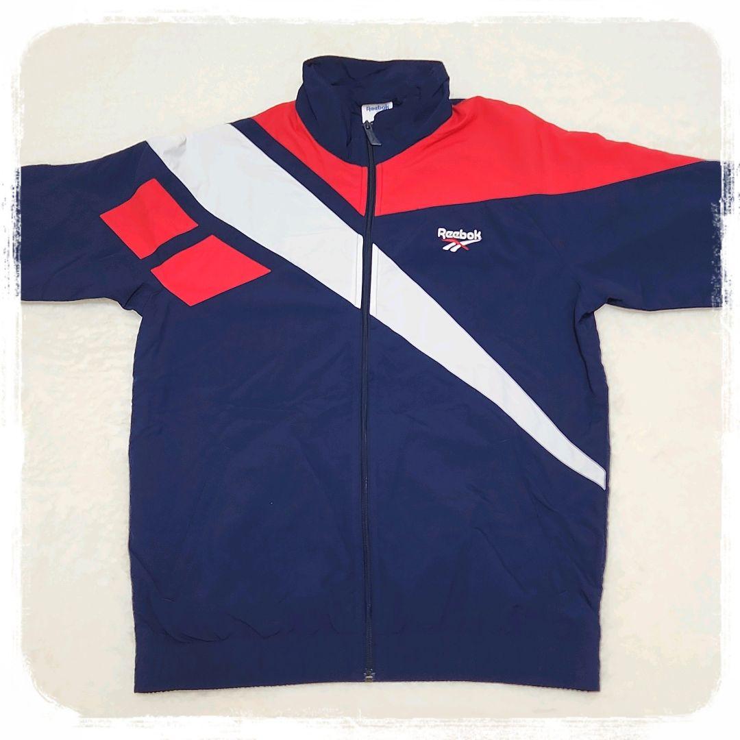 美品　Reebok　セットアップ　ナイロンジャージ　ネイビー　ビッグロゴ