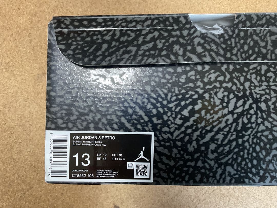 エアジョーダン3 レトロ AIR JORDAN 3 RETRO 31cm