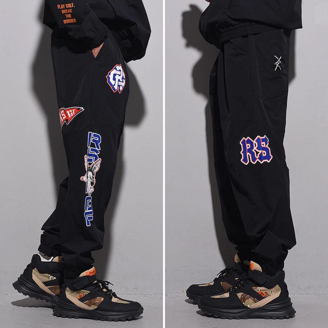 新品 ラッセルノ ゴルフ マルチロゴ ロングパンツ ブラック L 5