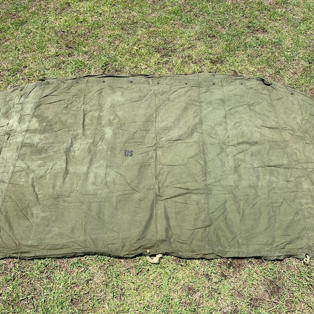 USパップテント⑪　アメリカ軍　軍幕　ハーフシェルター２枚　ポール・ペグ　セット