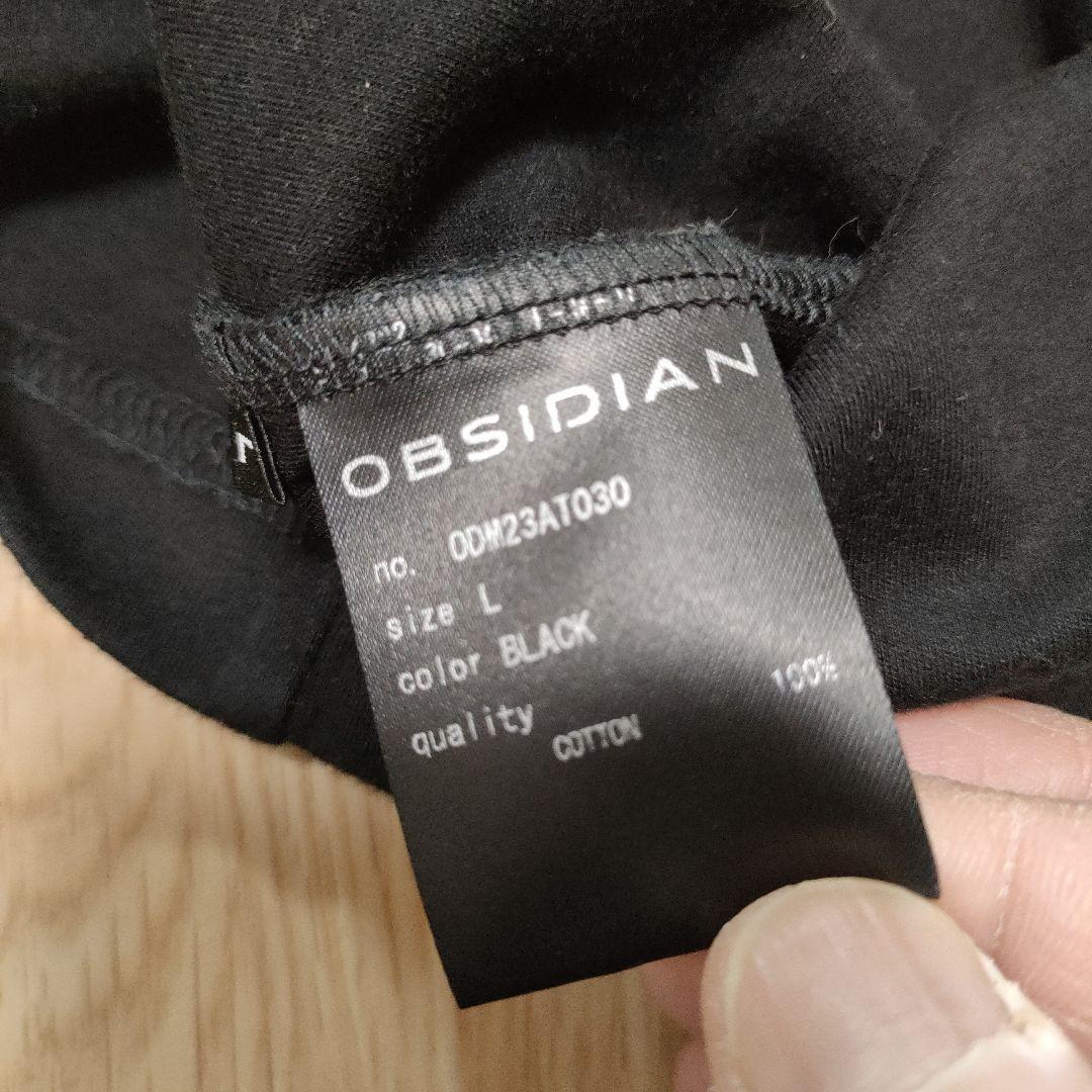 OBSIDIAN オブシディアン　長袖モックネックカットソー　ブラックL