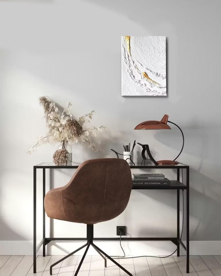 白と金の絵画｜テクスチャーアート