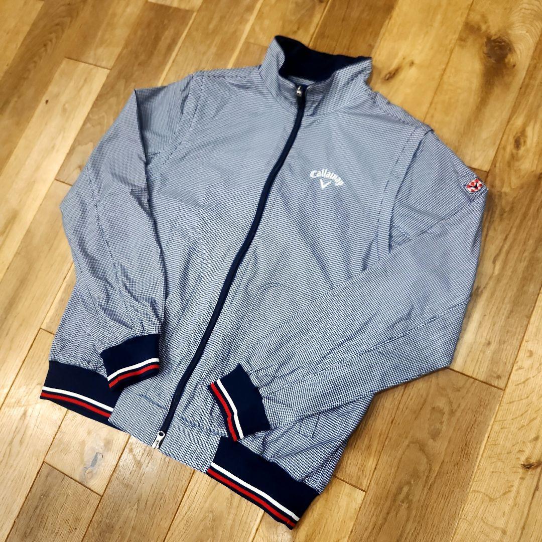 美品✨キャロウェイ ゴルフ 2way ジャケット ネイビー L　千鳥柄