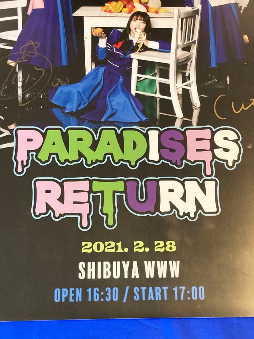 PARADISES サイン入り 販促ポスター B2 リターン 楽園ズ 希少