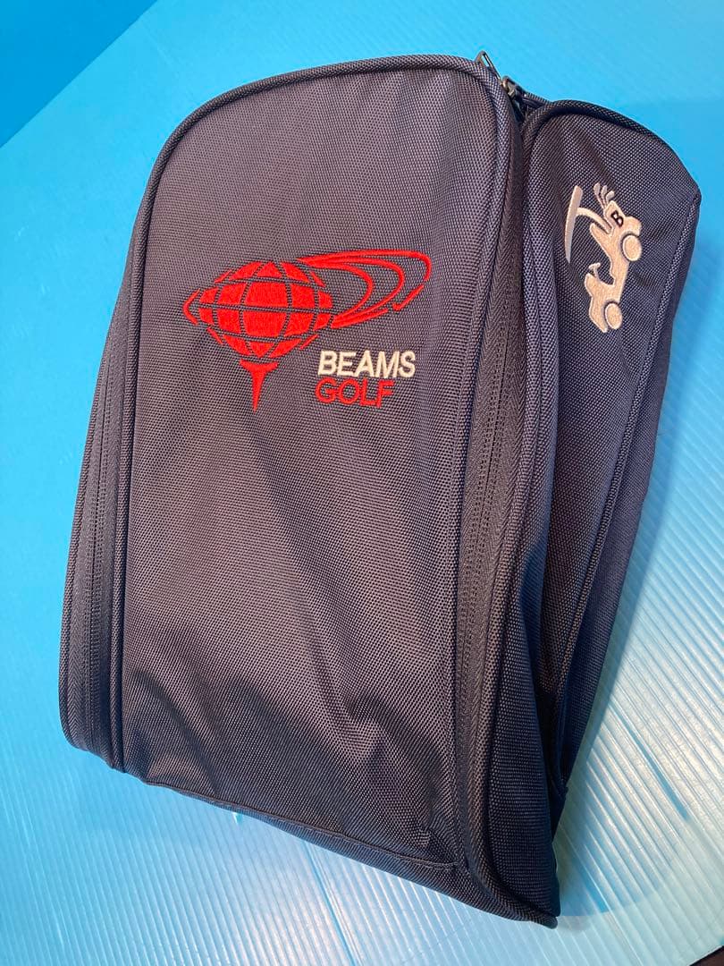 【超美品≒新品】BEAMS GOLF／ビームスゴルフ　シューズケース 色：紺×赤
