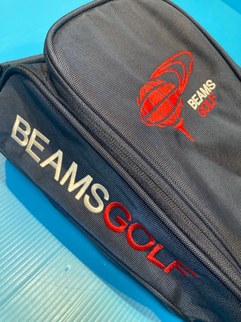 【超美品≒新品】BEAMS GOLF／ビームスゴルフ　シューズケース 色：紺×赤