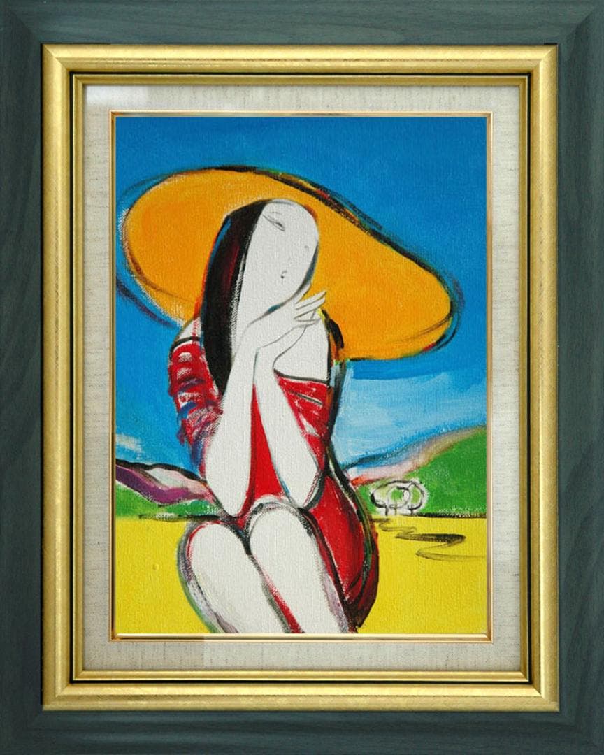 油絵 菅家令子 絵 絵画インテリア 額付(銀) F3-010511 女性夢子さん