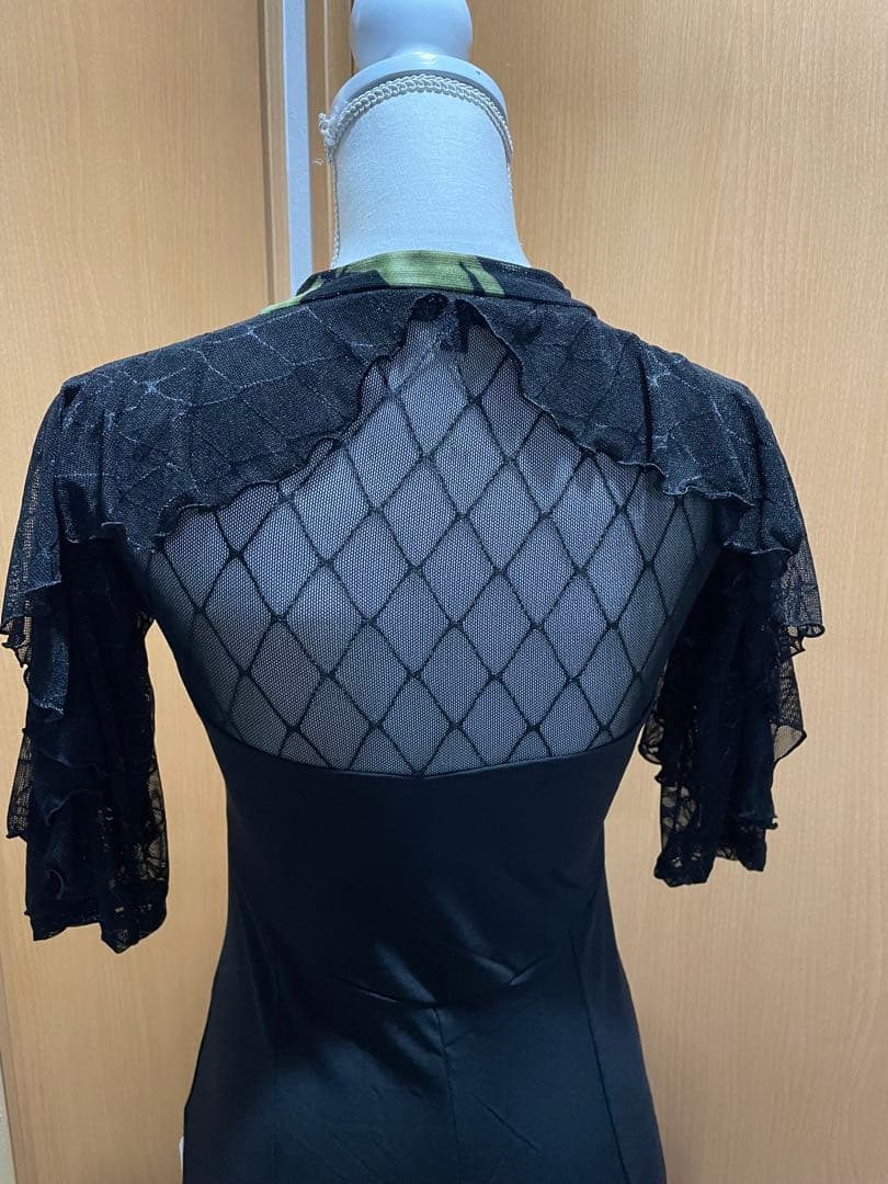 社交ダンス用ドレス 黒と緑のグラデーション