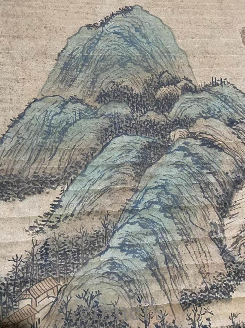 中国古美術『李思訓款 山水画』三尺中堂画 宣紙 唐物 水墨画 旧蔵 掛け軸 模写
