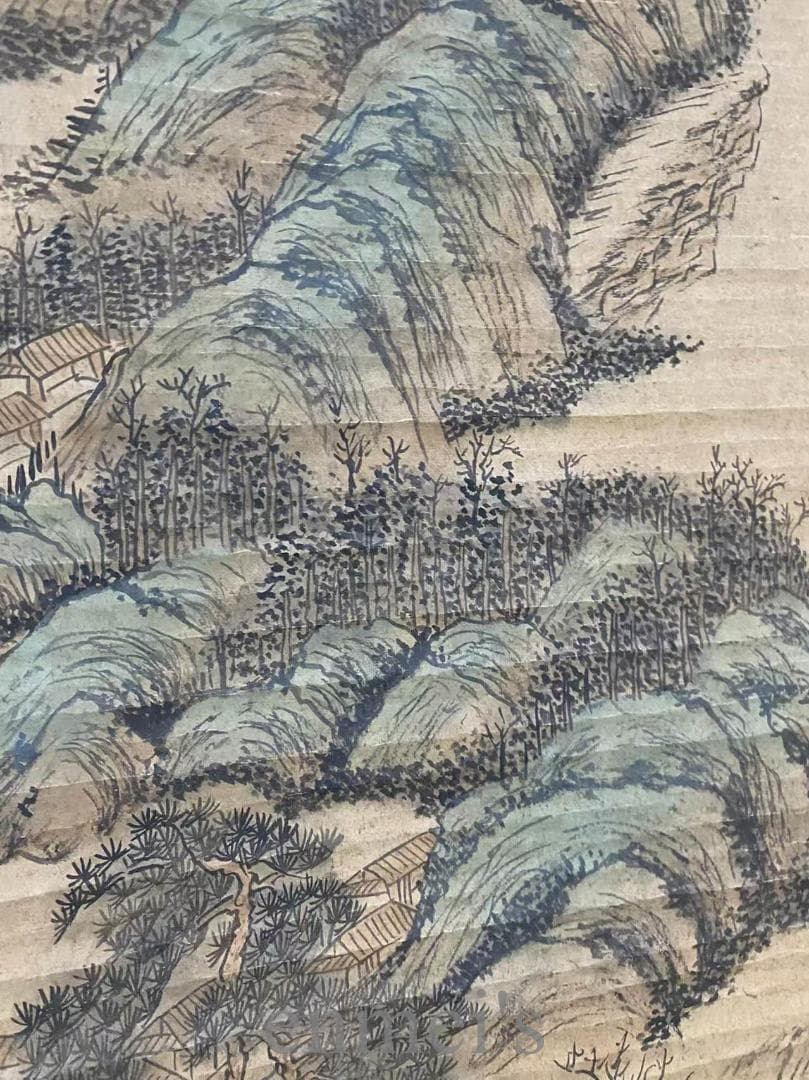 中国古美術『李思訓款 山水画』三尺中堂画 宣紙 唐物 水墨画 旧蔵 掛け軸 模写