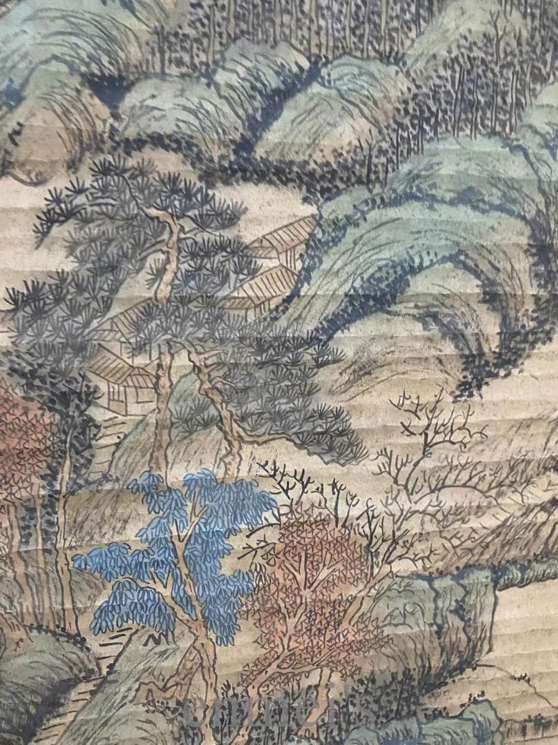 中国古美術『李思訓款 山水画』三尺中堂画 宣紙 唐物 水墨画 旧蔵 掛け軸 模写