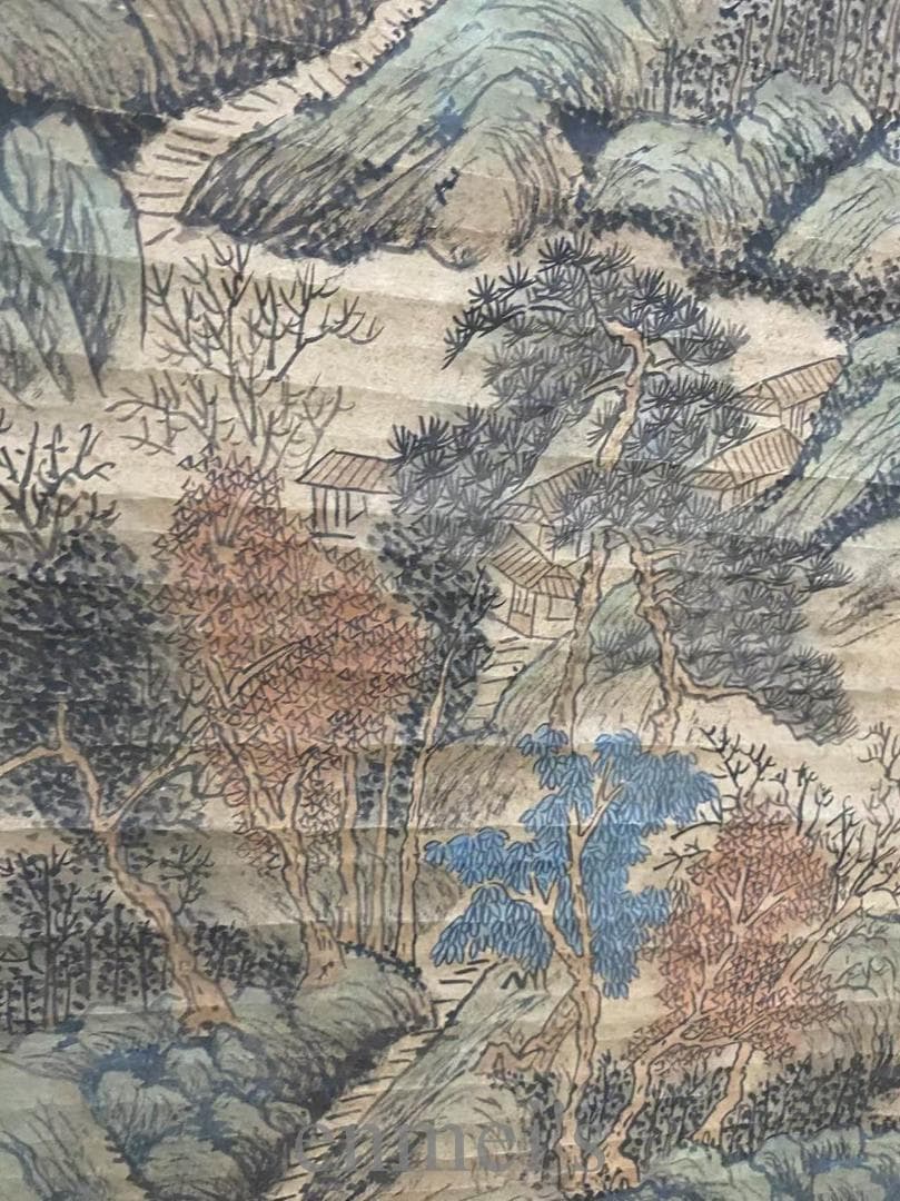 中国古美術『李思訓款 山水画』三尺中堂画 宣紙 唐物 水墨画 旧蔵 掛け軸 模写