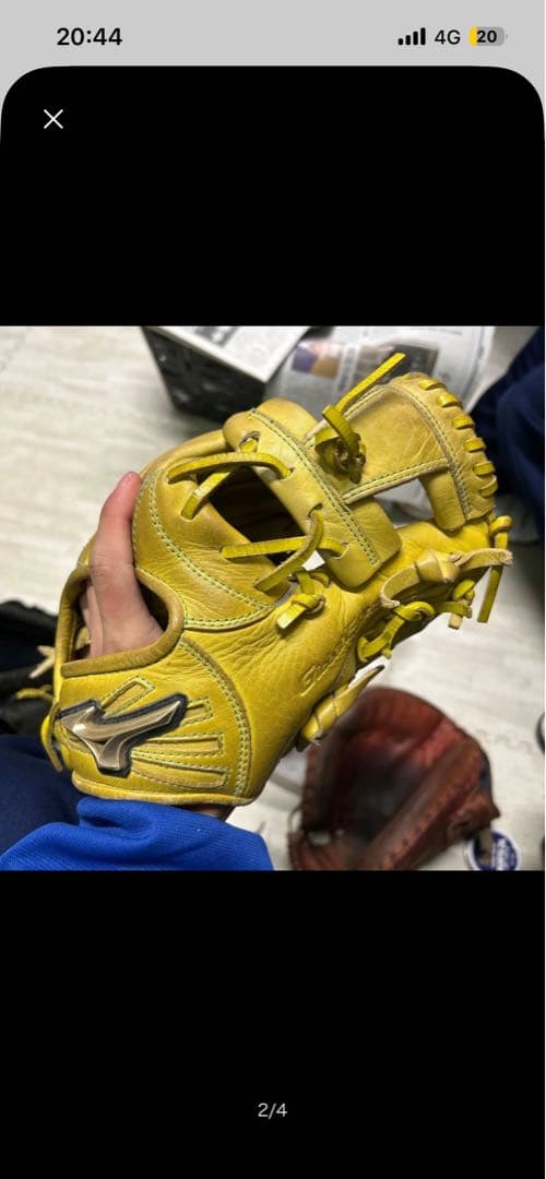 イエロー少年軟式用レザーグローブ 右投げ用