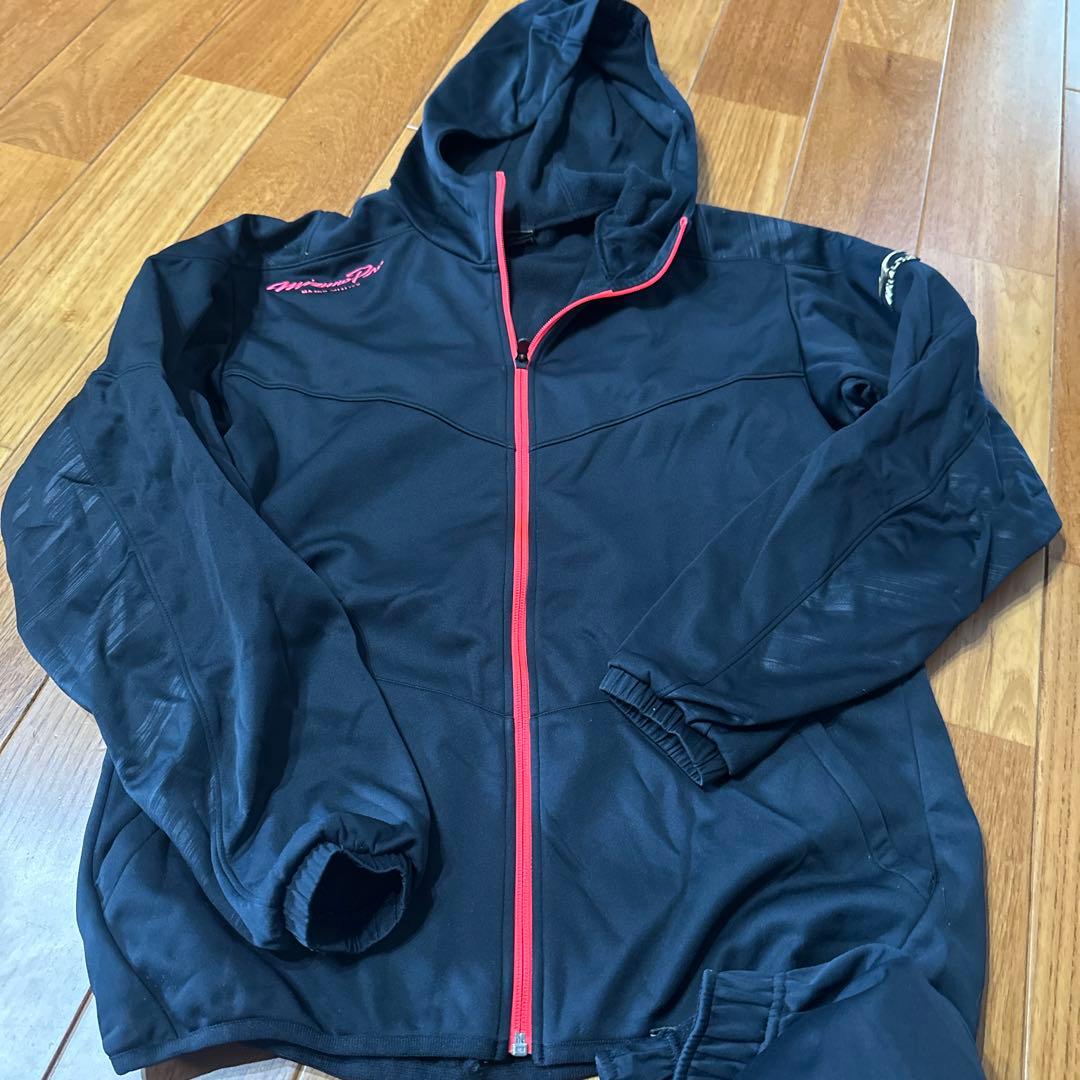 Mizuno pro フード付きブラックジャケットとパンツセット