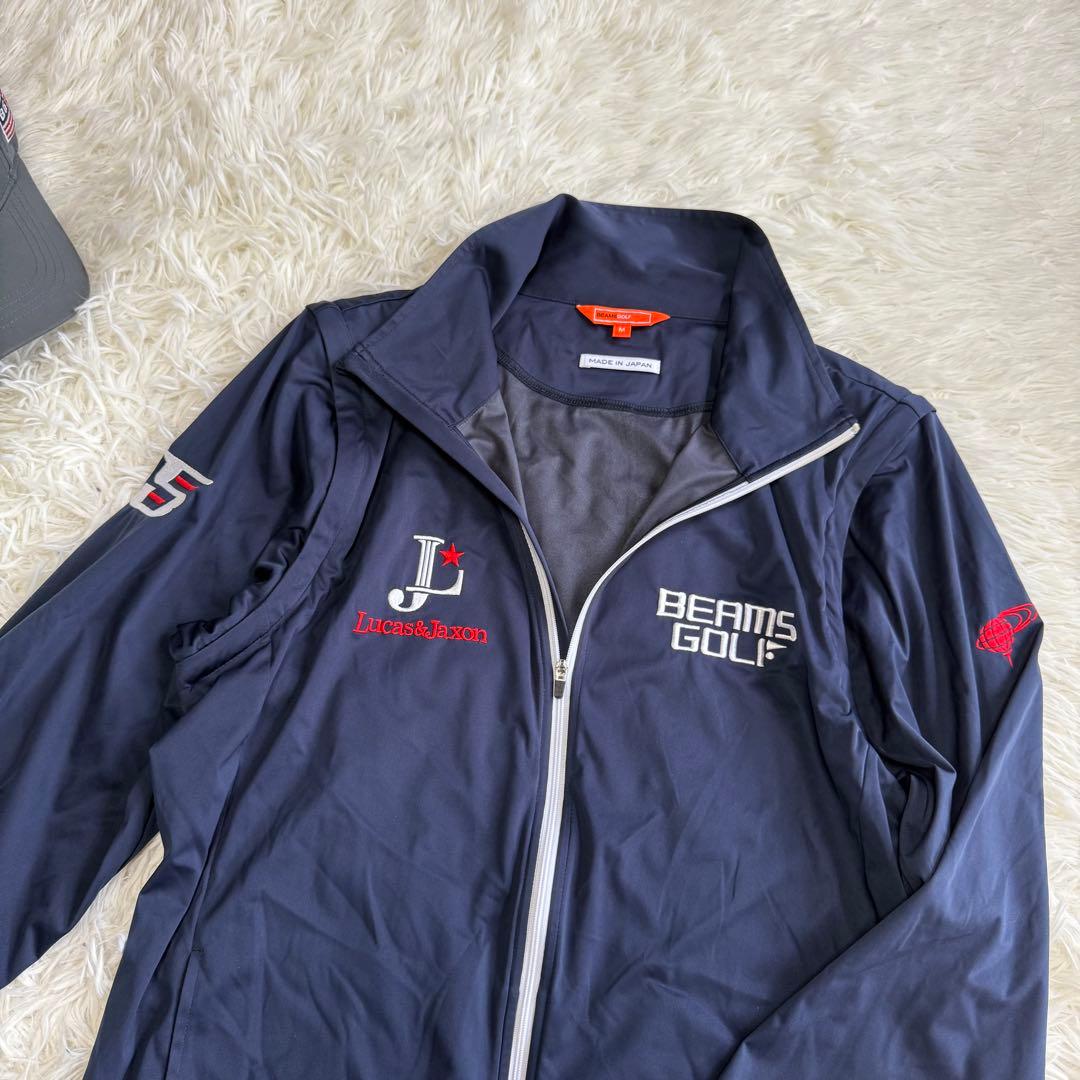 【ビームスゴルフ】美品 ジップジャケット 2way ネイビー Mサイズ メンズ