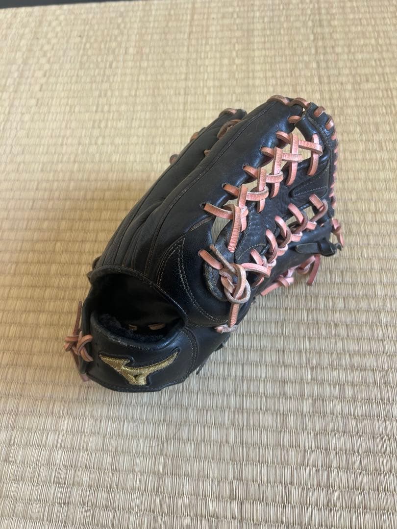 Mizuno 硬式外野グローブ 黒/ピンク レザー