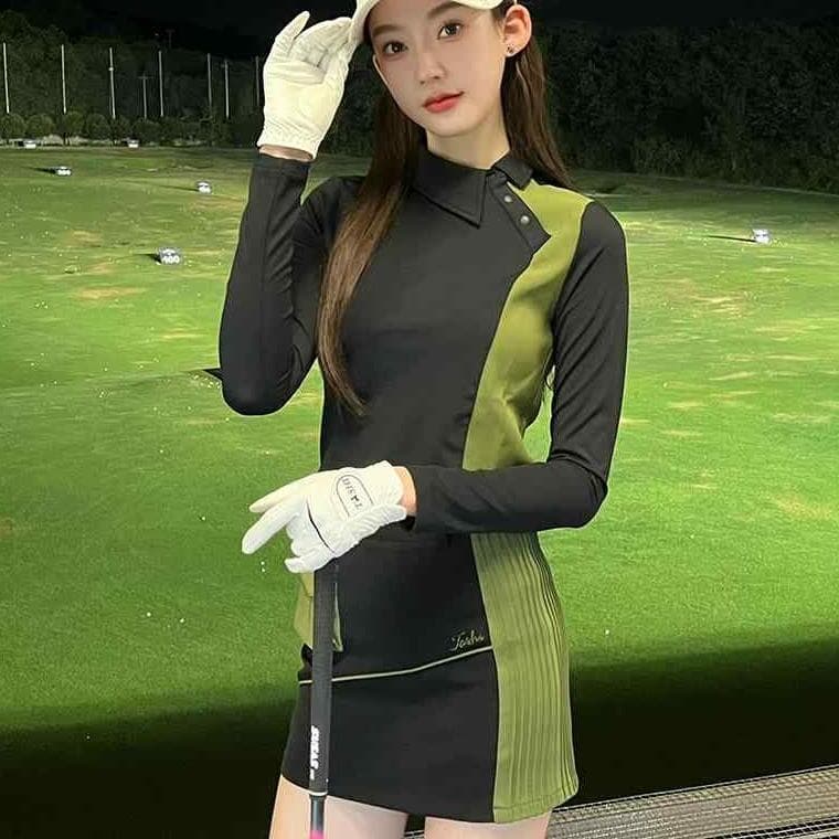 ●●上下セットアップ●●トップ・スカート・美スタイル見え・韓国ゴルフ・別売可