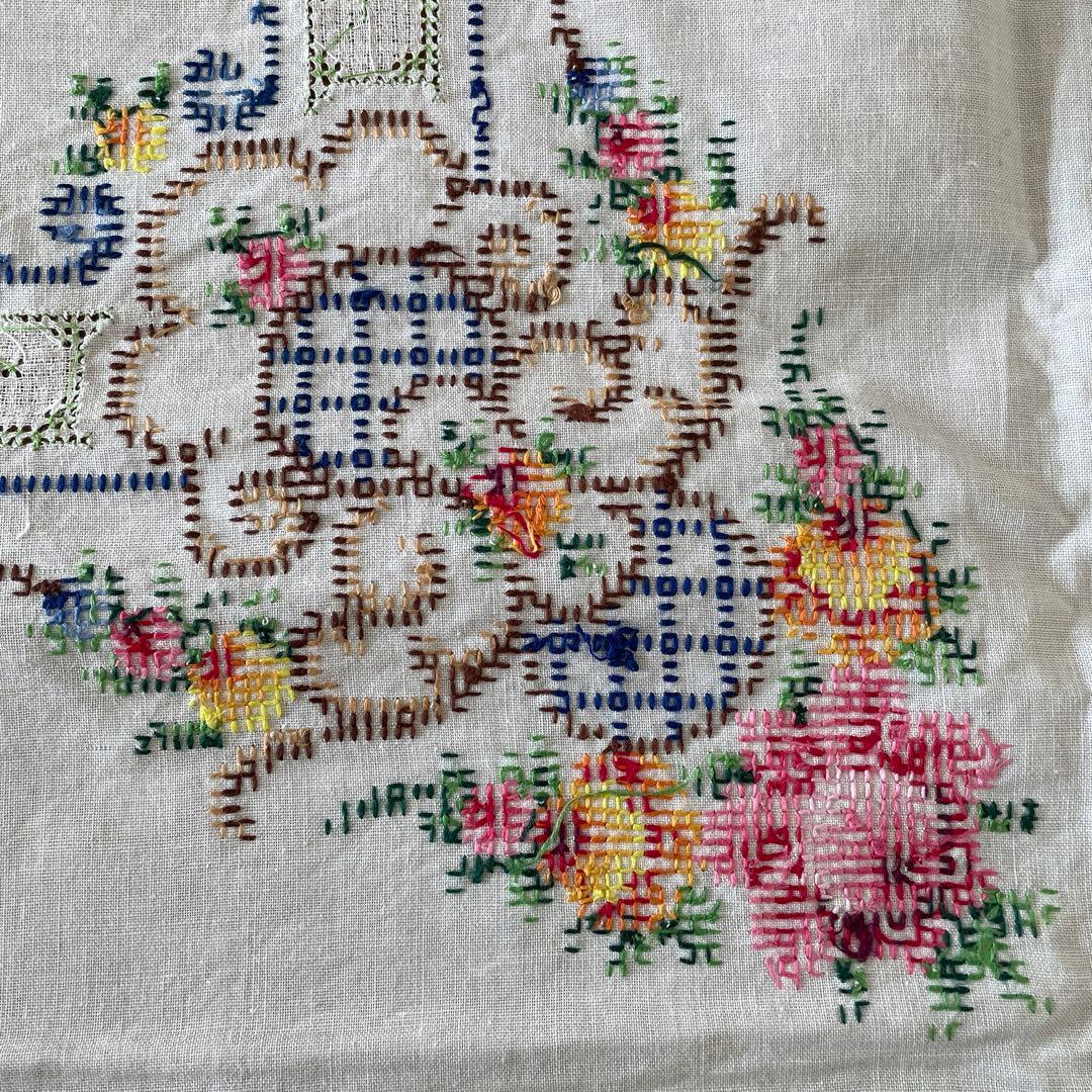 フランスアンティーク花の刺繍テーブルクロス豪華