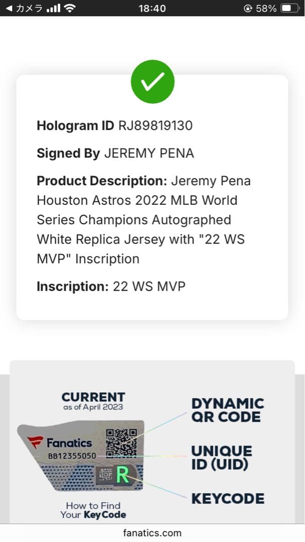 ジェレミー ペーニャ アストロズ 22年WS MVP サイン入りユニフォーム