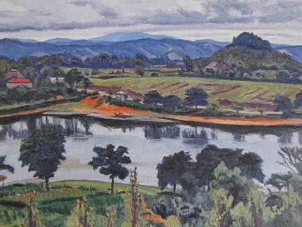石井柏亭、曇れる日、希少画集画、新品額装付、状態良好