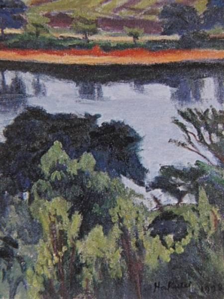 石井柏亭、曇れる日、希少画集画、新品額装付、状態良好