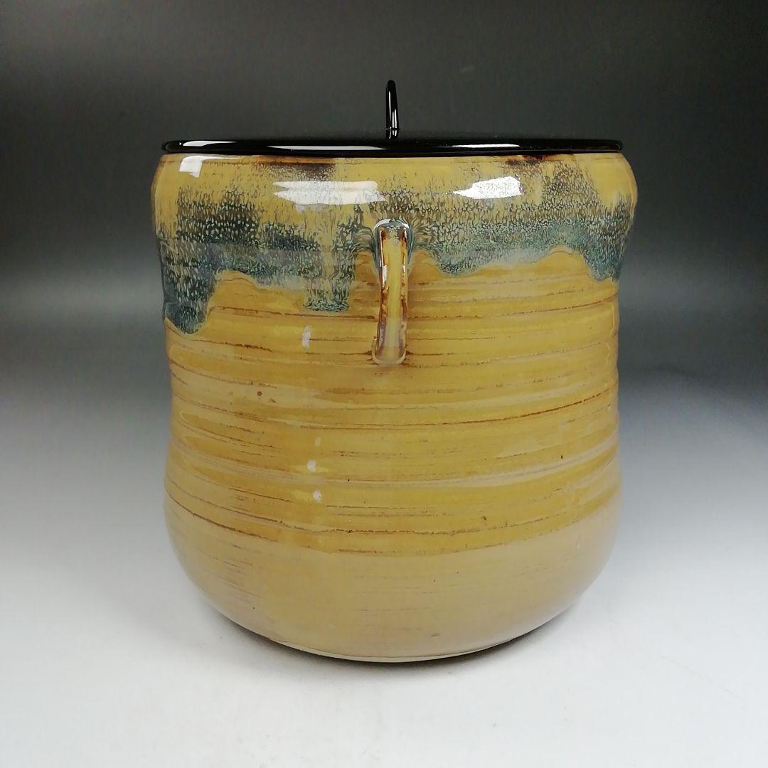 Ｗ２５９　水指　『高取　水指』『七宝耳付』『亀井楽山 造』　共箱　茶道具