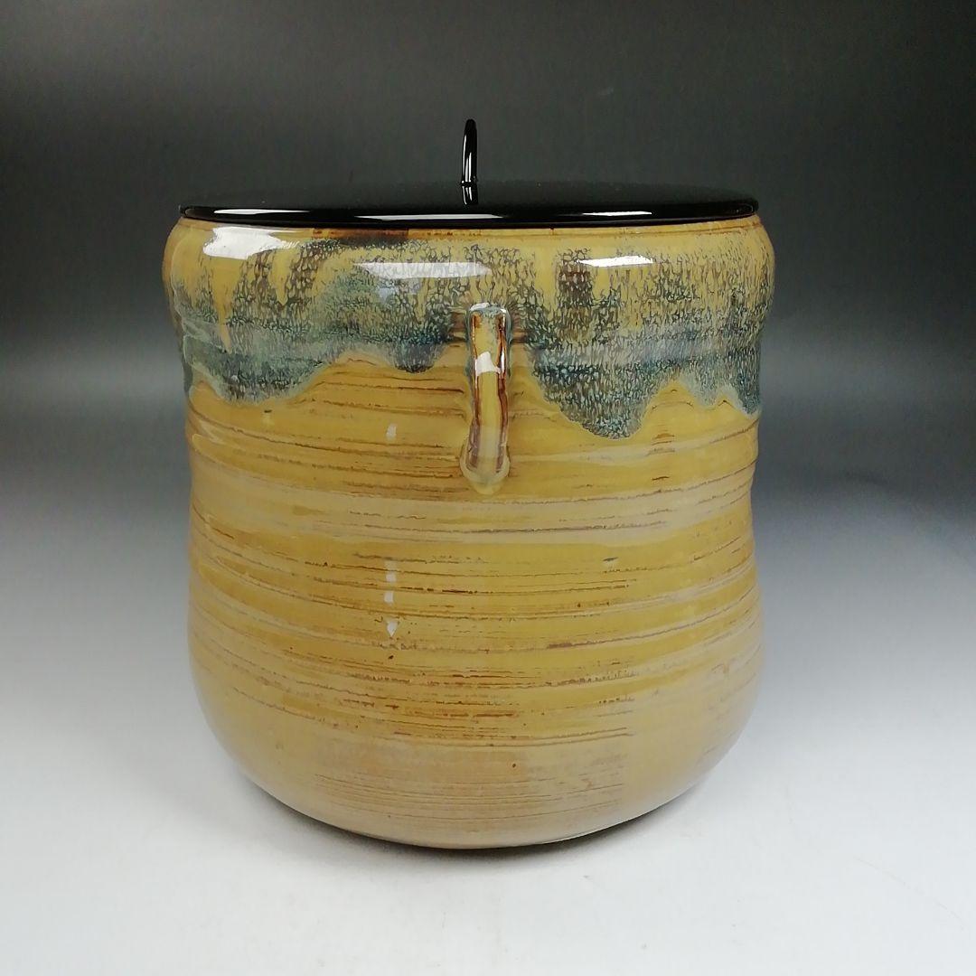 Ｗ２５９　水指　『高取　水指』『七宝耳付』『亀井楽山 造』　共箱　茶道具