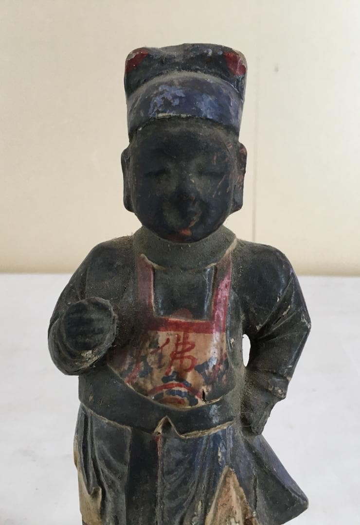 華国の僧！[木彫の子供像・木製]／清代／中国寺院