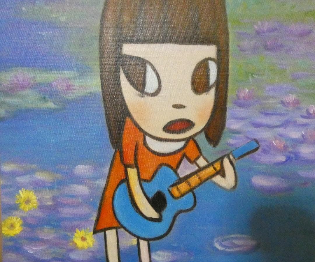 絵画 油彩 人物 奈良美智「人物」 サイン 額装済み 肉筆手描き F6