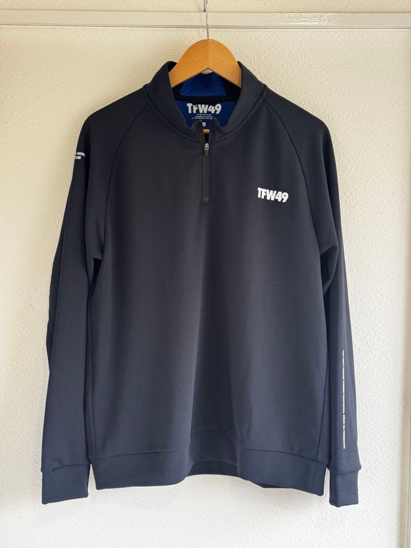 TFW49 MOCK NECK HALF ZIP L/S TEEブラックLサイズ