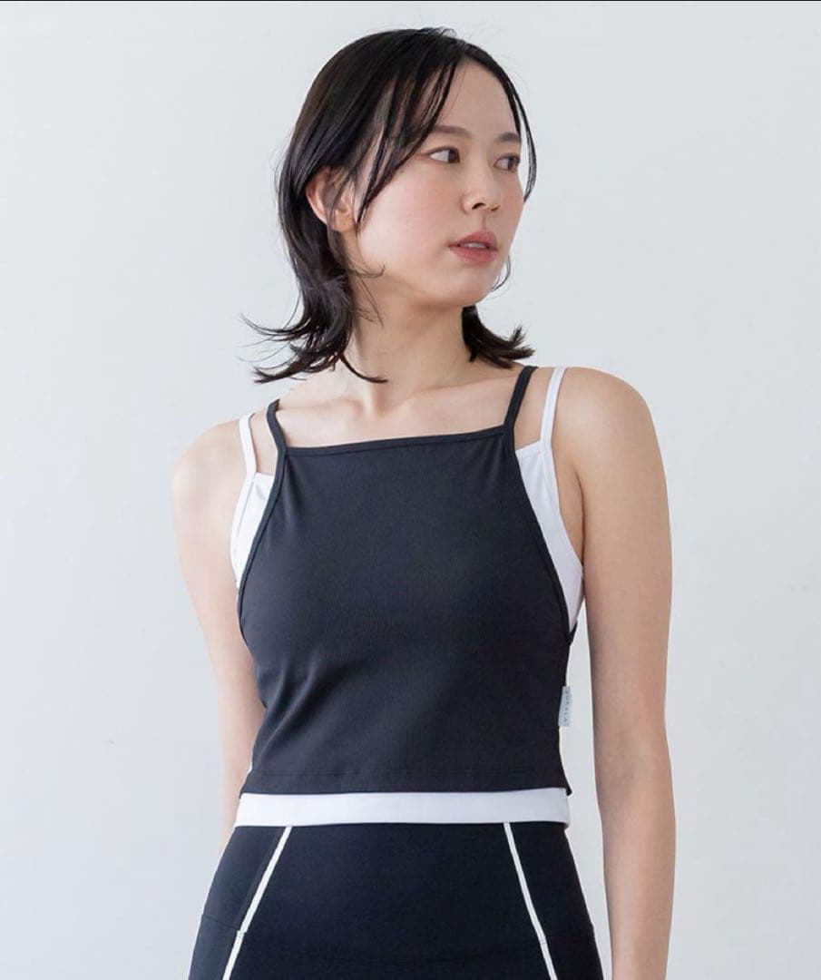 新品未使用❤️ 【SUKALA】リブコンビショートタンクトップ❤️MブラックLAVA
