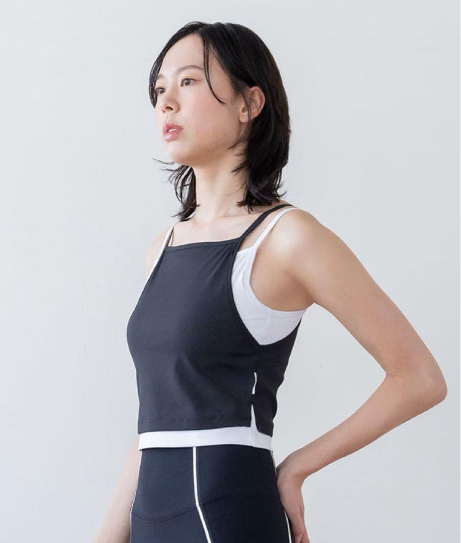 新品未使用❤️ 【SUKALA】リブコンビショートタンクトップ❤️MブラックLAVA