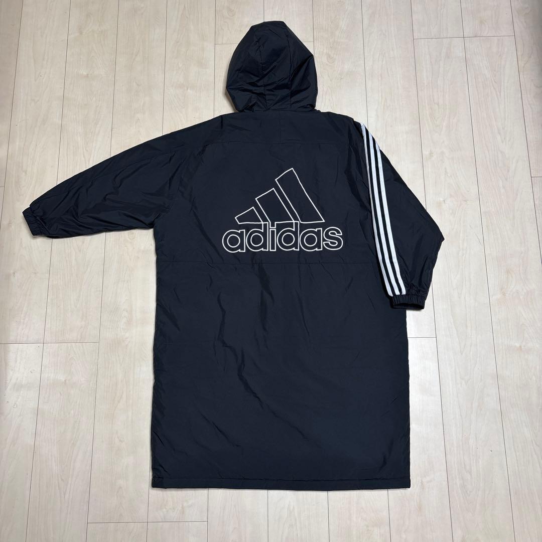 【美品】　adidasアディダス ベンチコート 黒 フード付き