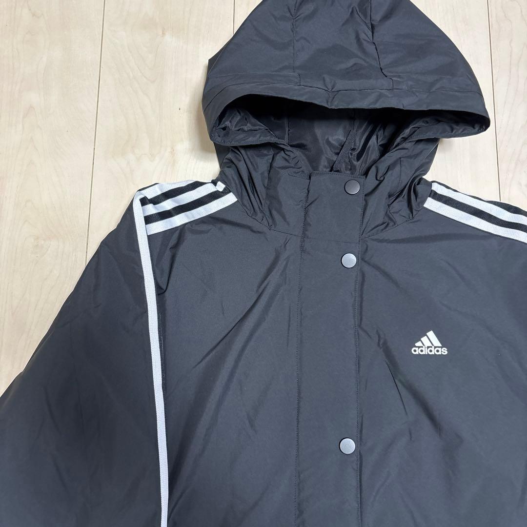 【美品】　adidasアディダス ベンチコート 黒 フード付き