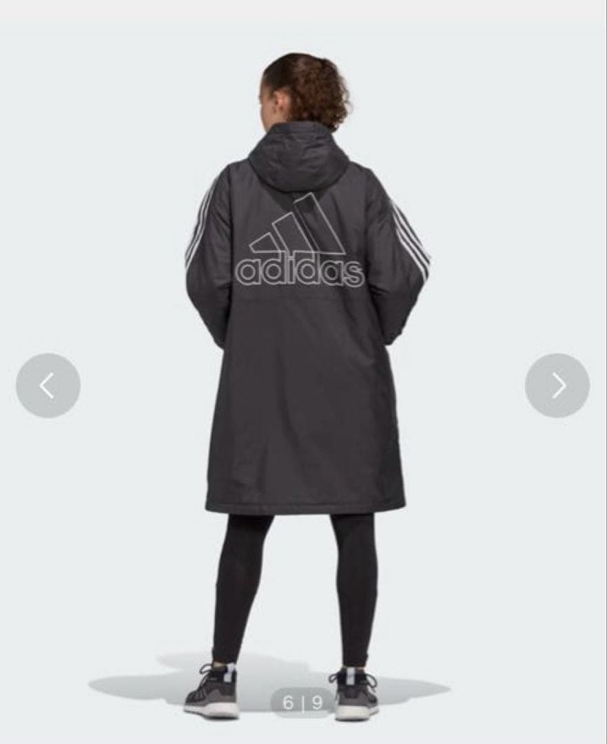 【美品】　adidasアディダス ベンチコート 黒 フード付き