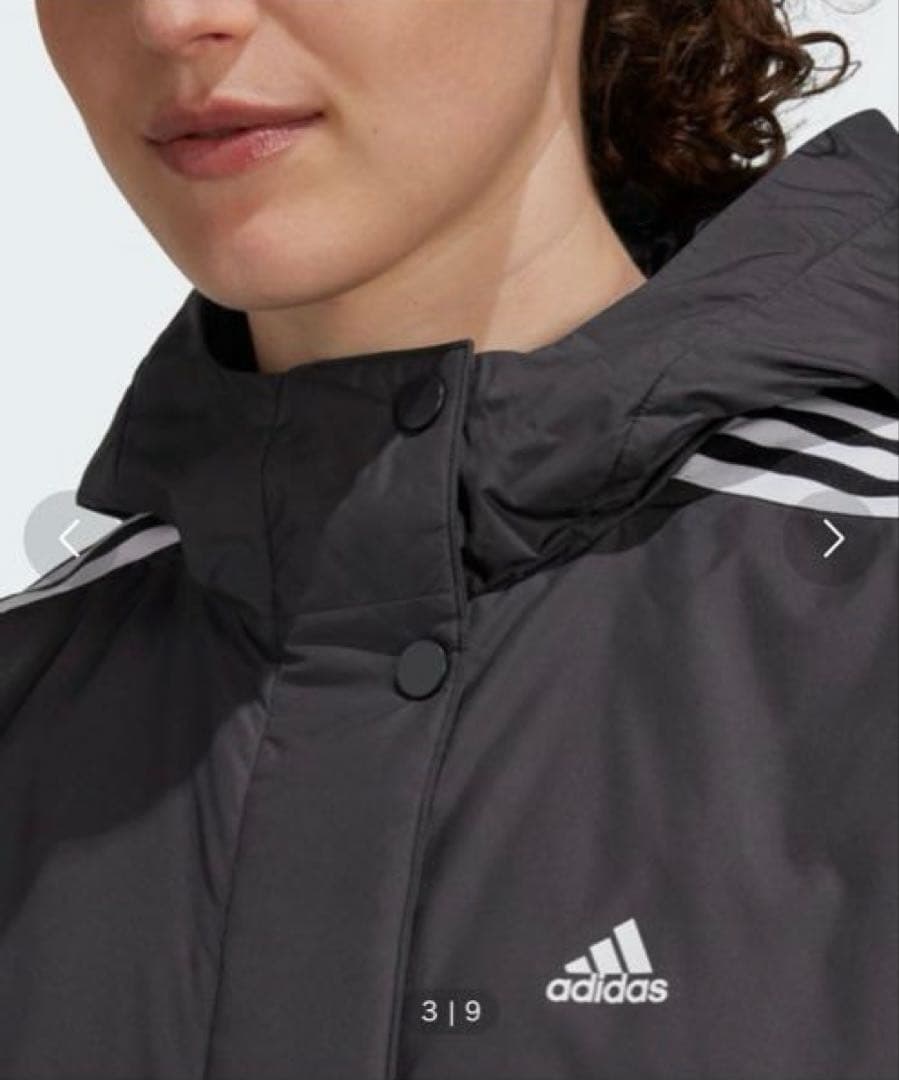 【美品】　adidasアディダス ベンチコート 黒 フード付き