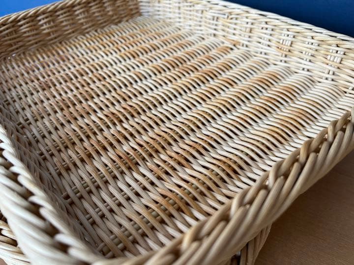 よし与工房　角浅型プラタンかご　アイボリー　４つセット③