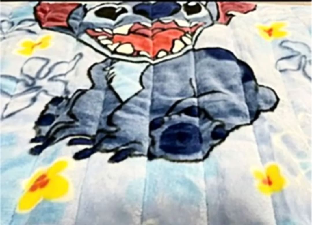 テ袋　希少　スティッチ ボア敷きパット　シングルパッド　１００cm×２０５cm