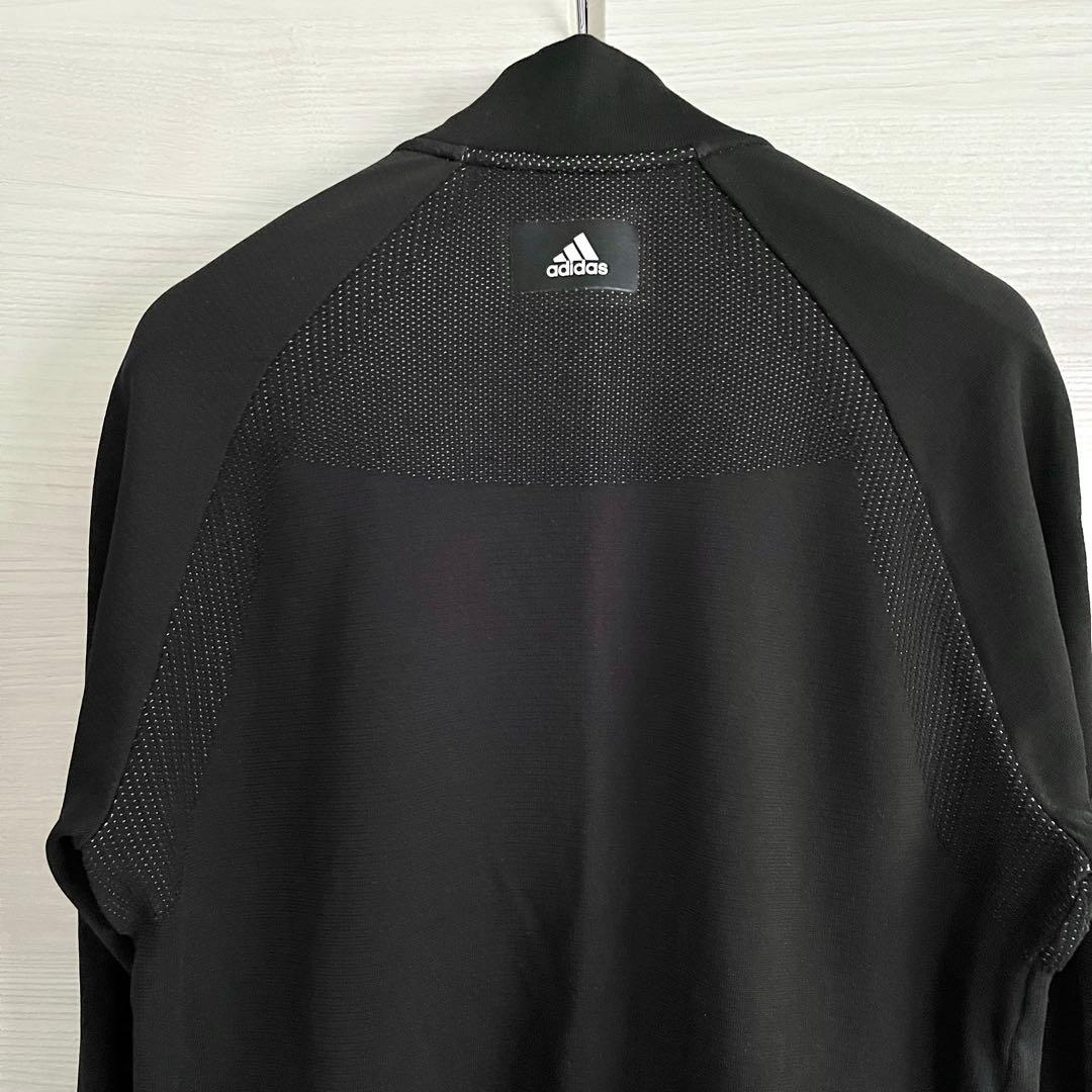 adidas ブラックニットジャケット 3ストライプスデザイン