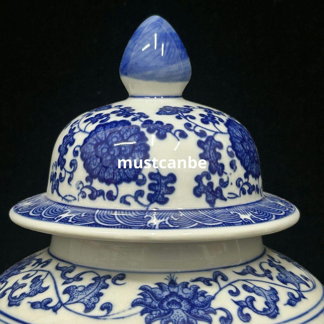 景徳鎮 青花磁器 竜紋将軍貯蔵缶 装飾品 現代工芸品 美術品 置物