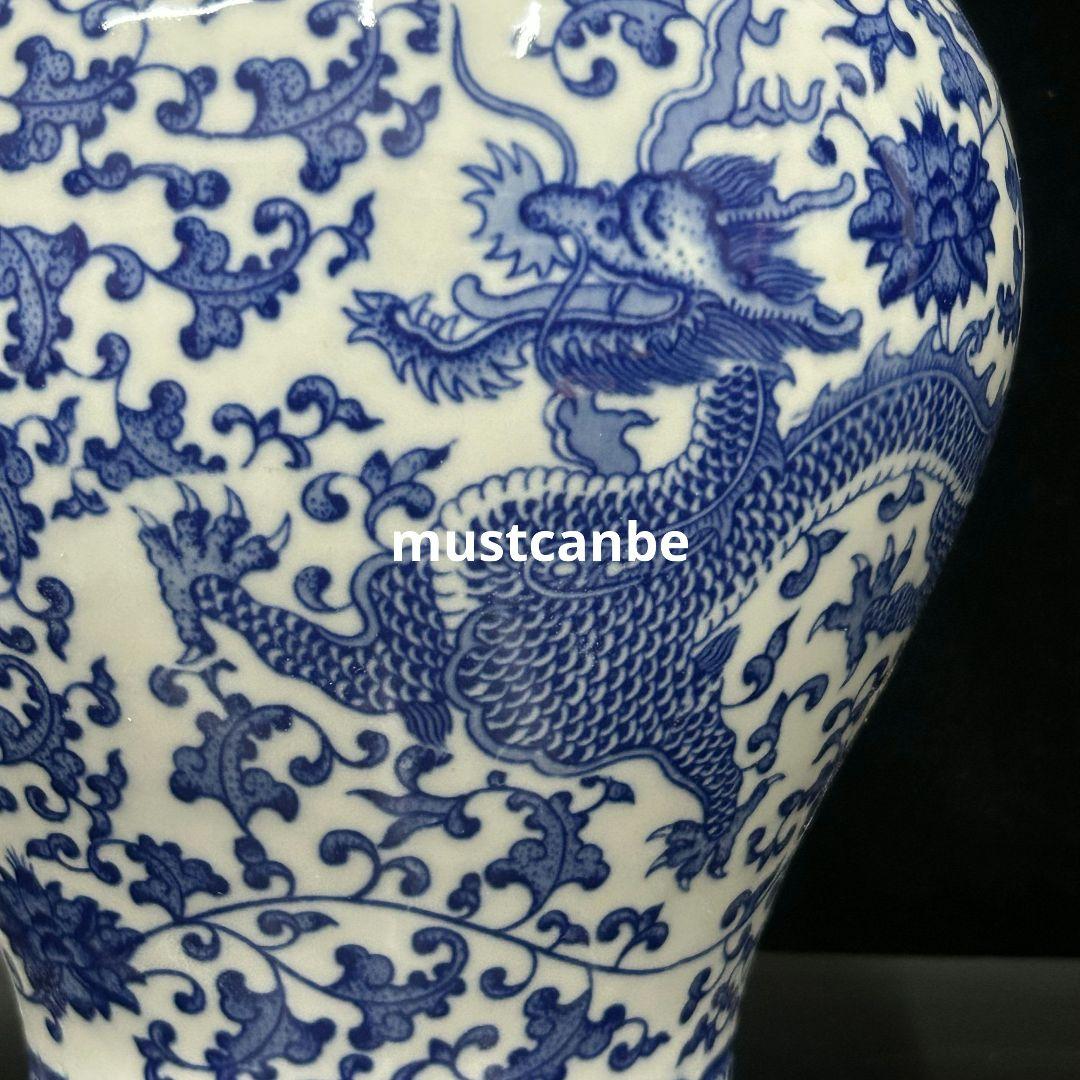 景徳鎮 青花磁器 竜紋将軍貯蔵缶 装飾品 現代工芸品 美術品 置物