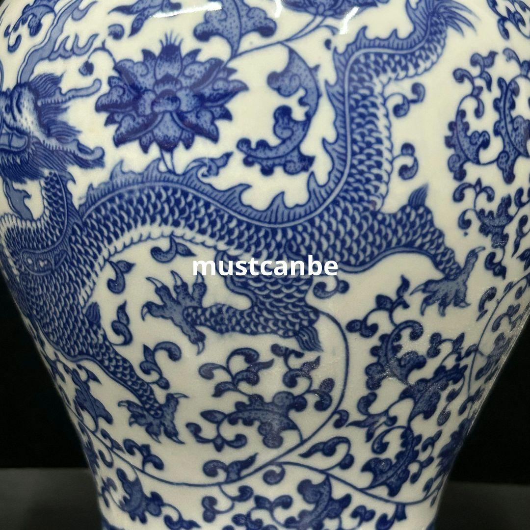 景徳鎮 青花磁器 竜紋将軍貯蔵缶 装飾品 現代工芸品 美術品 置物