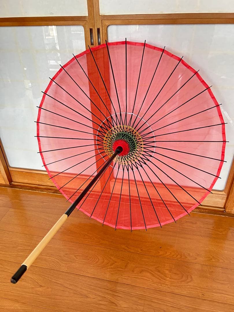 最終値下げ「新品、未使用」貴重　和傘 2本継ぎ　継柄 踊り傘　日本舞踊　赤色