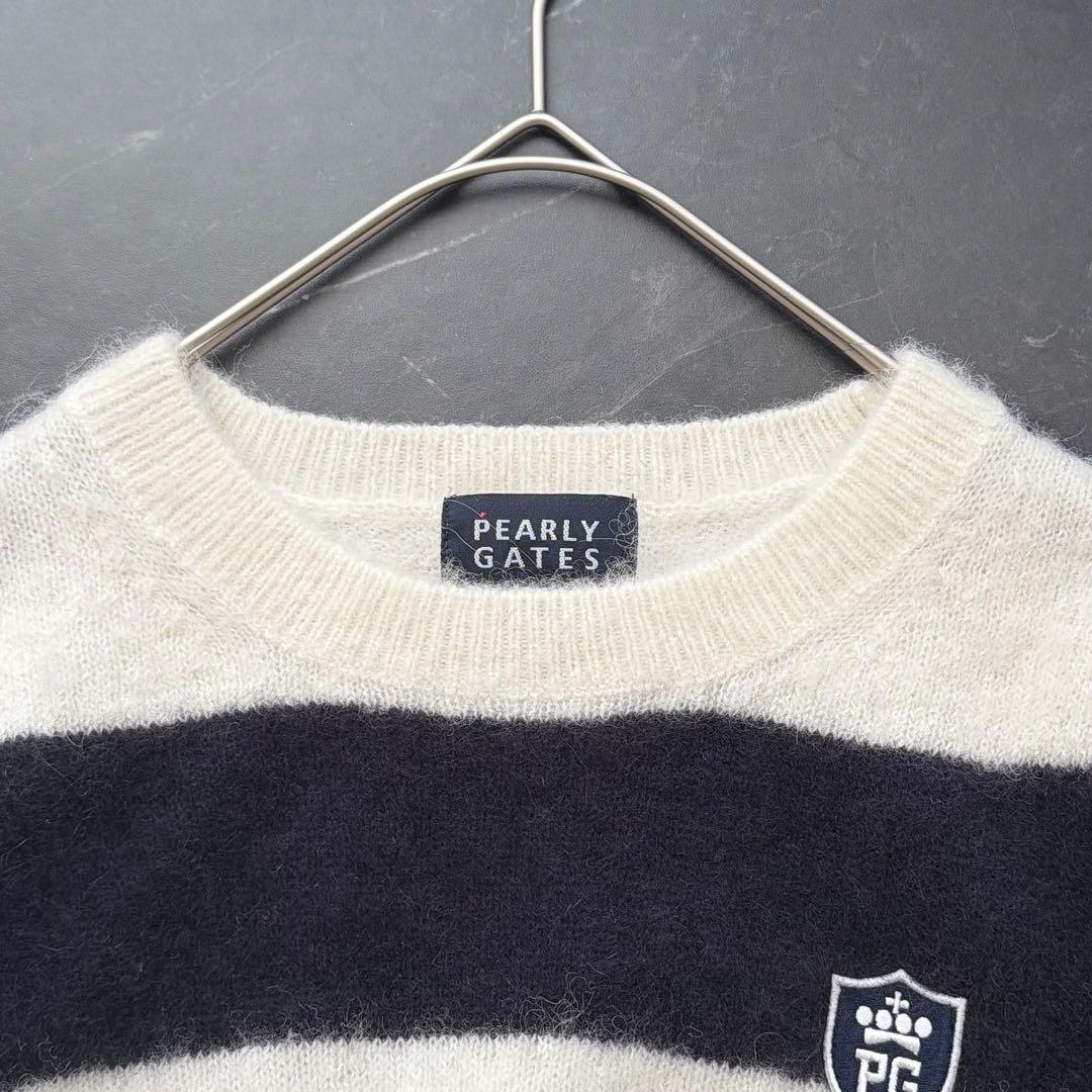 PEARLY GATES アルパカ ボーダーニット　レディース　ゴルフ　白　紺