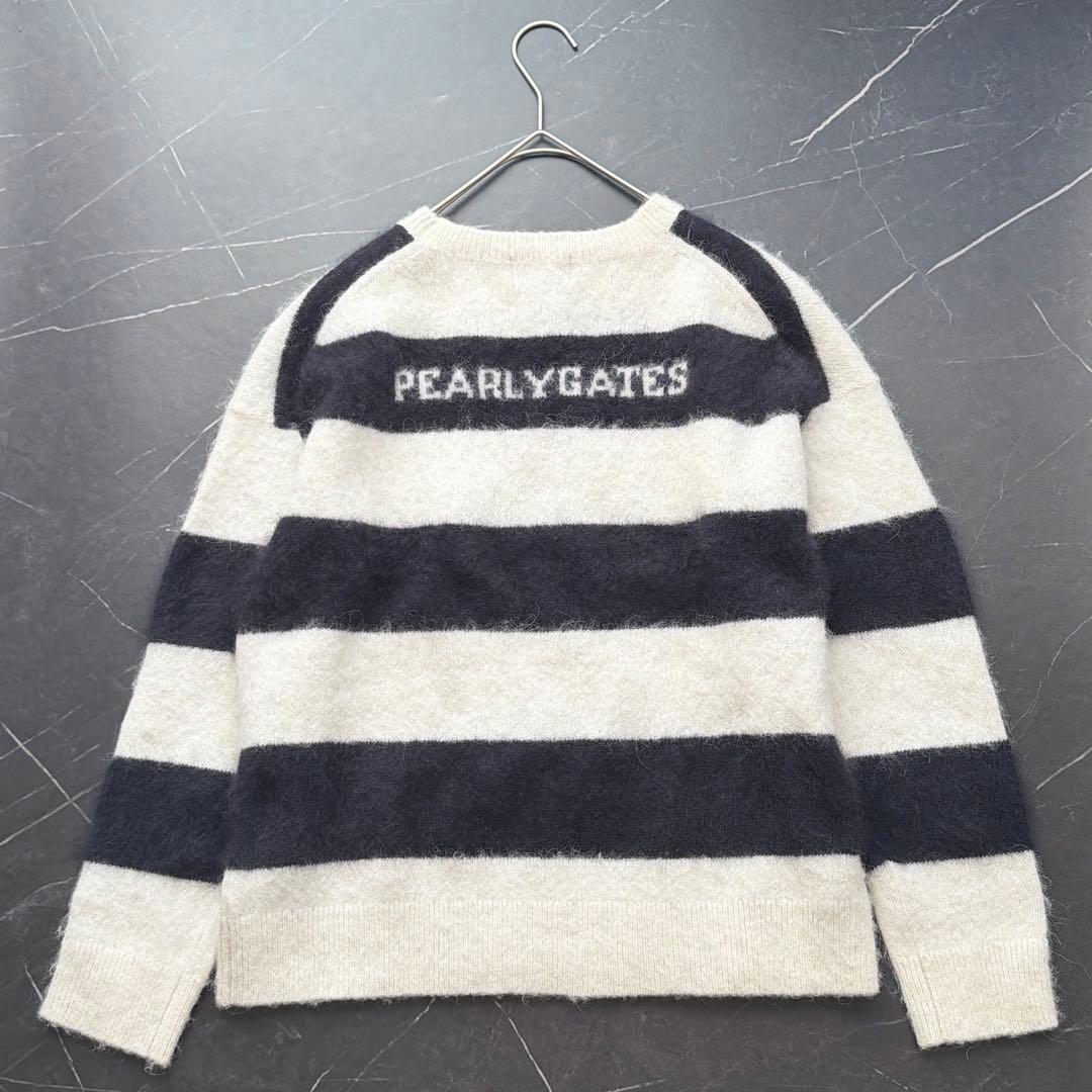 PEARLY GATES アルパカ ボーダーニット　レディース　ゴルフ　白　紺