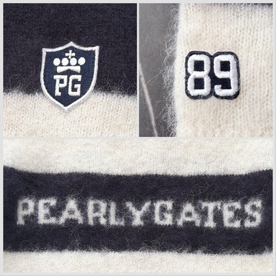 PEARLY GATES アルパカ ボーダーニット　レディース　ゴルフ　白　紺