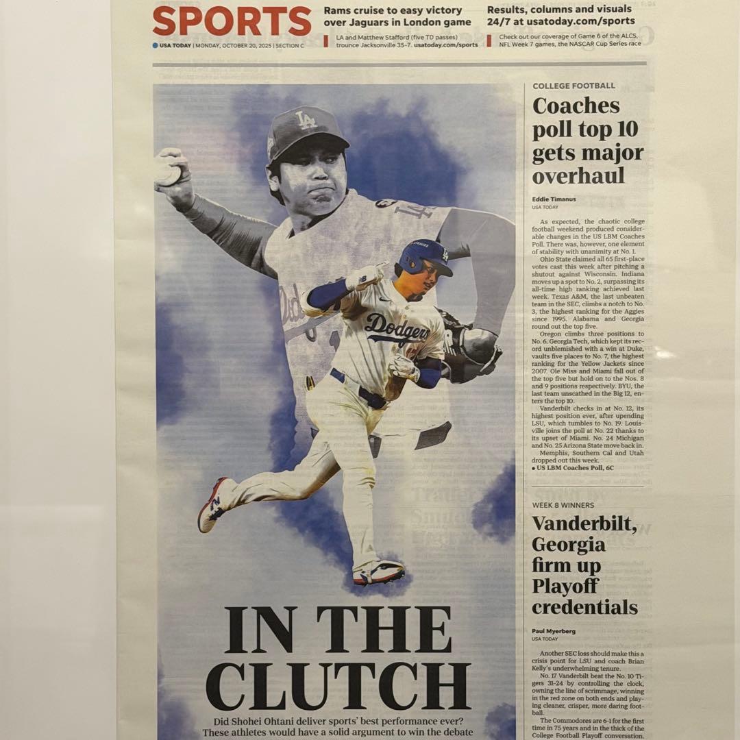超激レア！USA Today【ドジャース 大谷翔平 伝説の試合】額縁入り　②