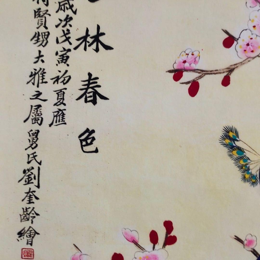 孔雀図 掛軸 168×70cm 花鳥画