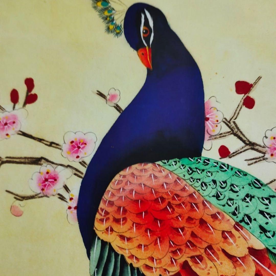 孔雀図 掛軸 168×70cm 花鳥画
